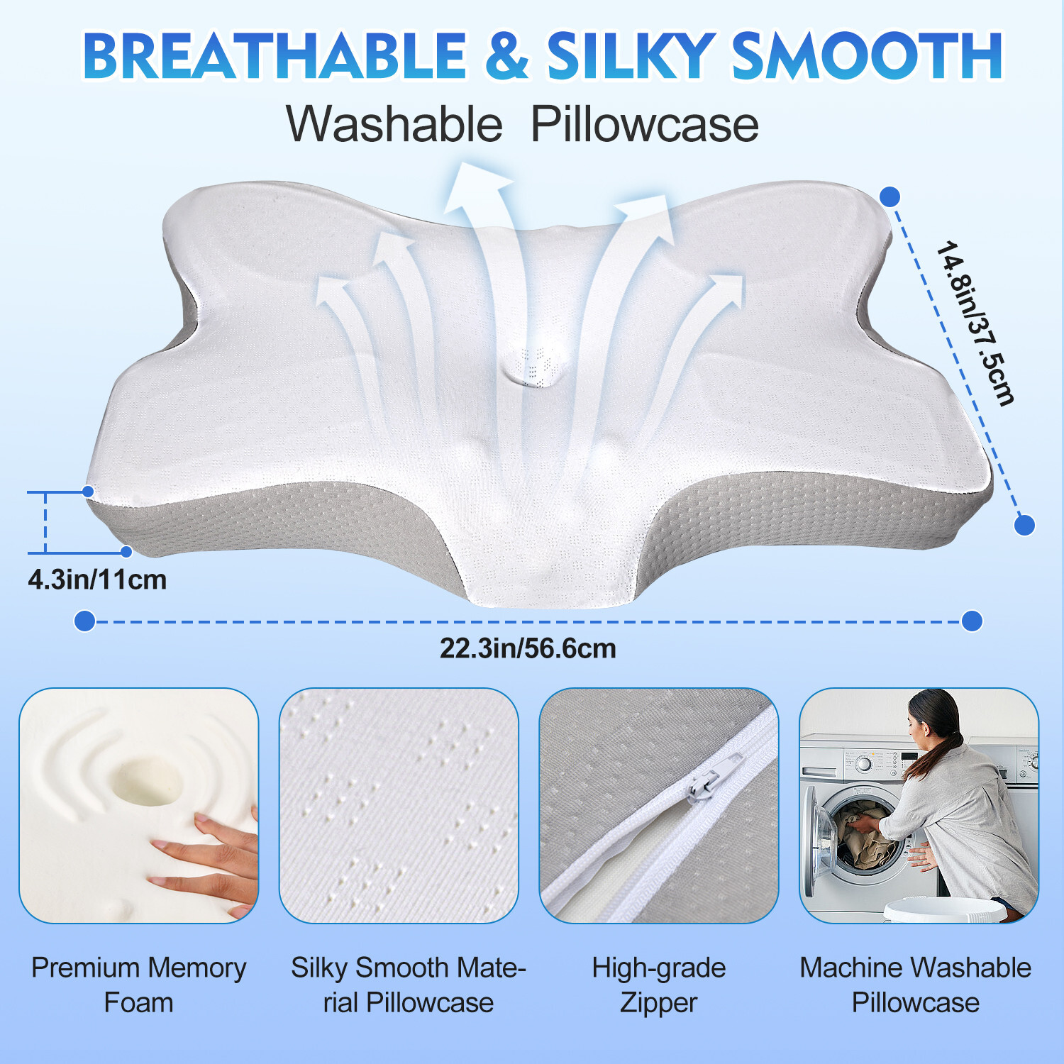 Cervical Pillow for Neck Pain Relief,Orthopedic Neck Support Pillow for Side