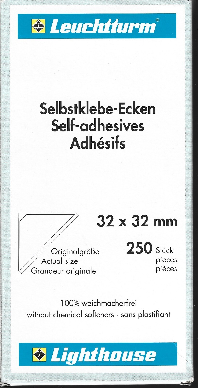 Lighthouse 327574 Large 32 x 32 mm Self-Adhesive Corner Mounts Package of 250