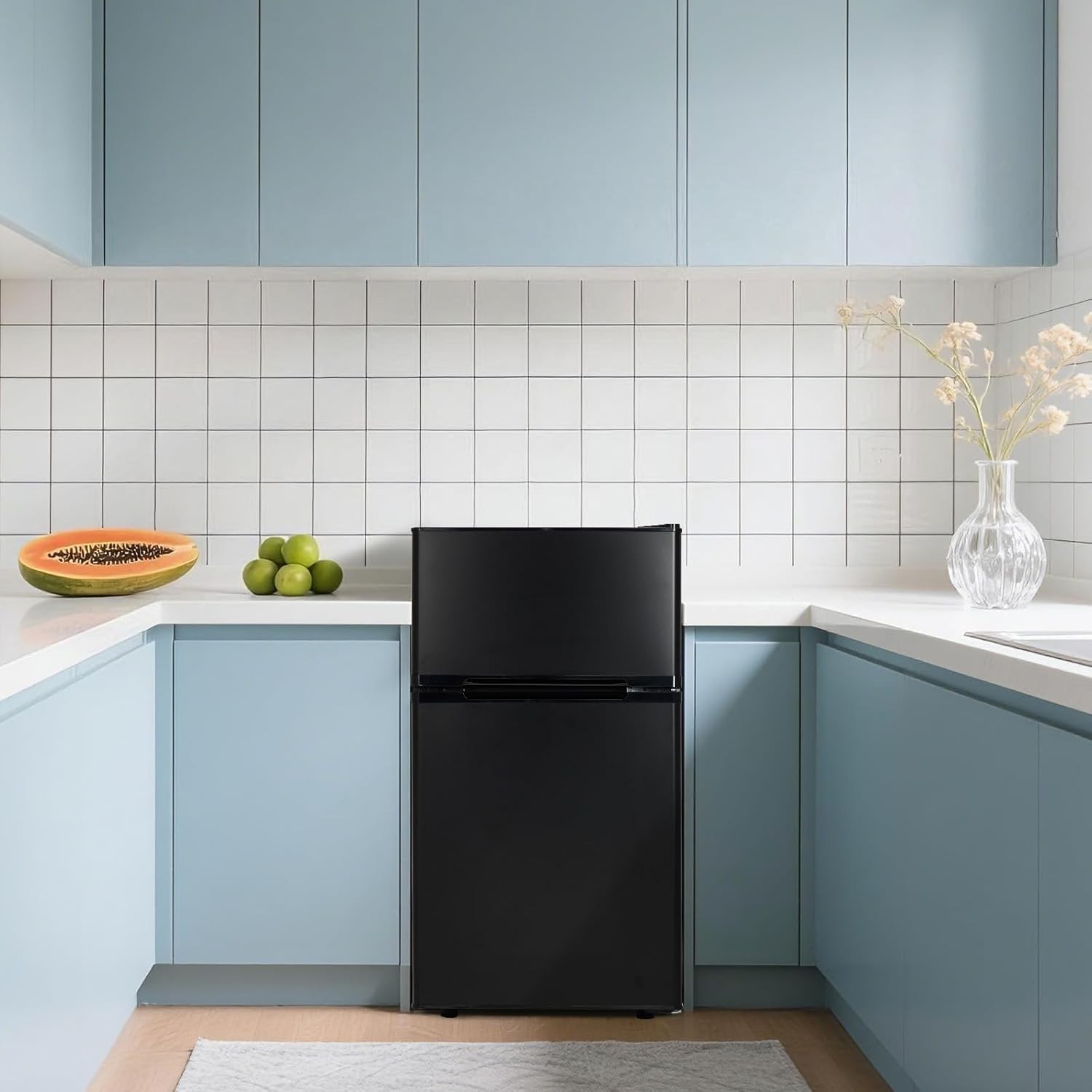 3.1 Cu.ft 2-Door Mini Fridge with Freezer, Compact Stainless Steel Refrigerator