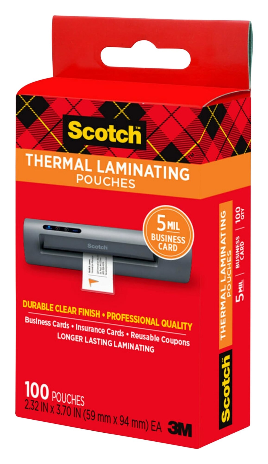 Thermal Laminating Pouches 100 Count Clear 5 mil. Laminate Business Cards Ban...