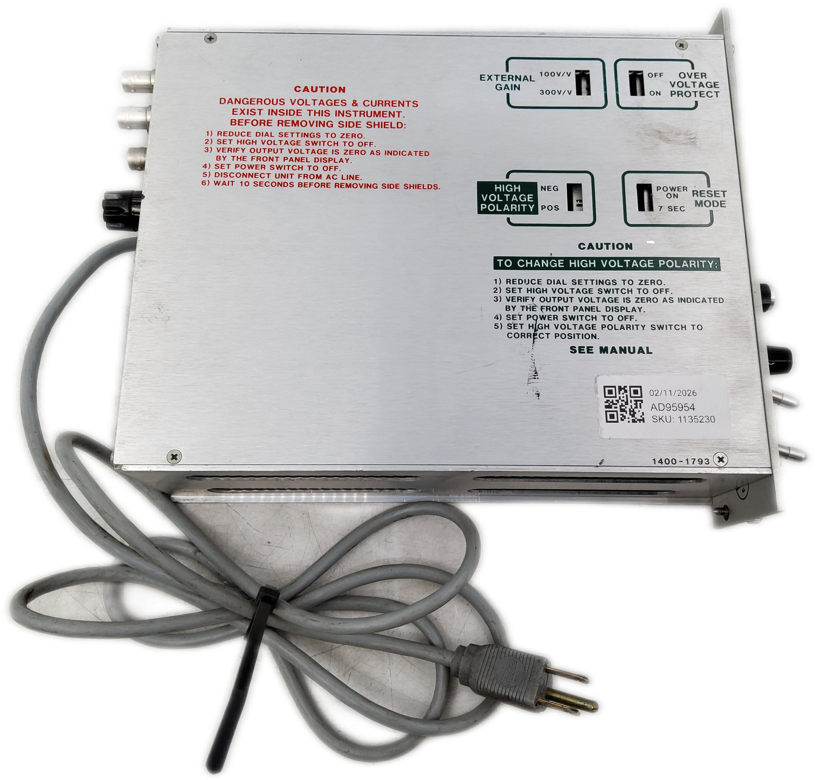 Tennelec TC 952 Adjustable High Voltage Power Supply