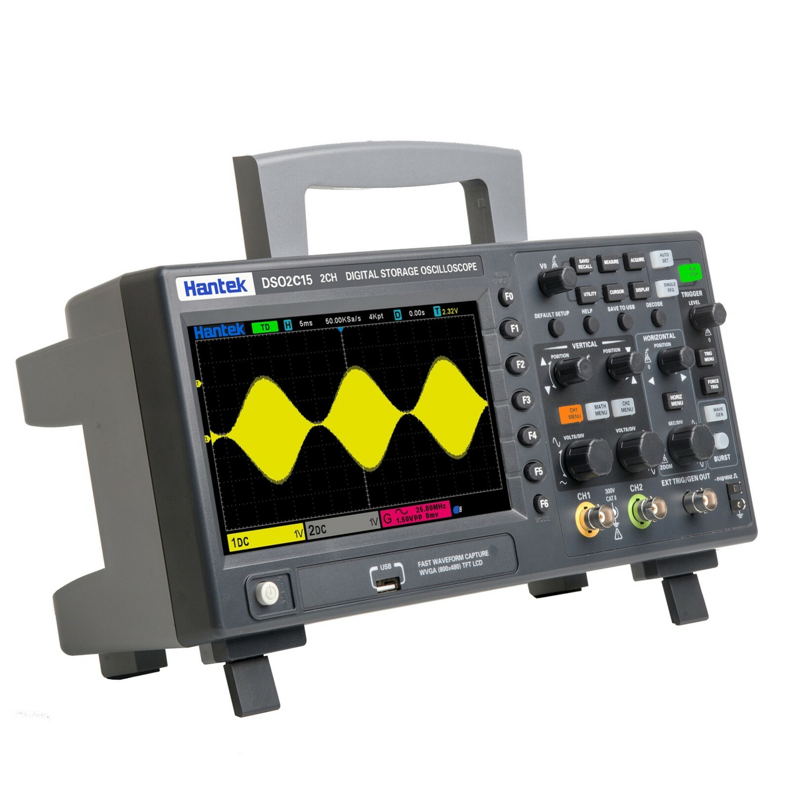 Hantek 2CH Digital Storage Oscilloscope Signal Generator 100Mhz/150Mhz 1GS/s Sam