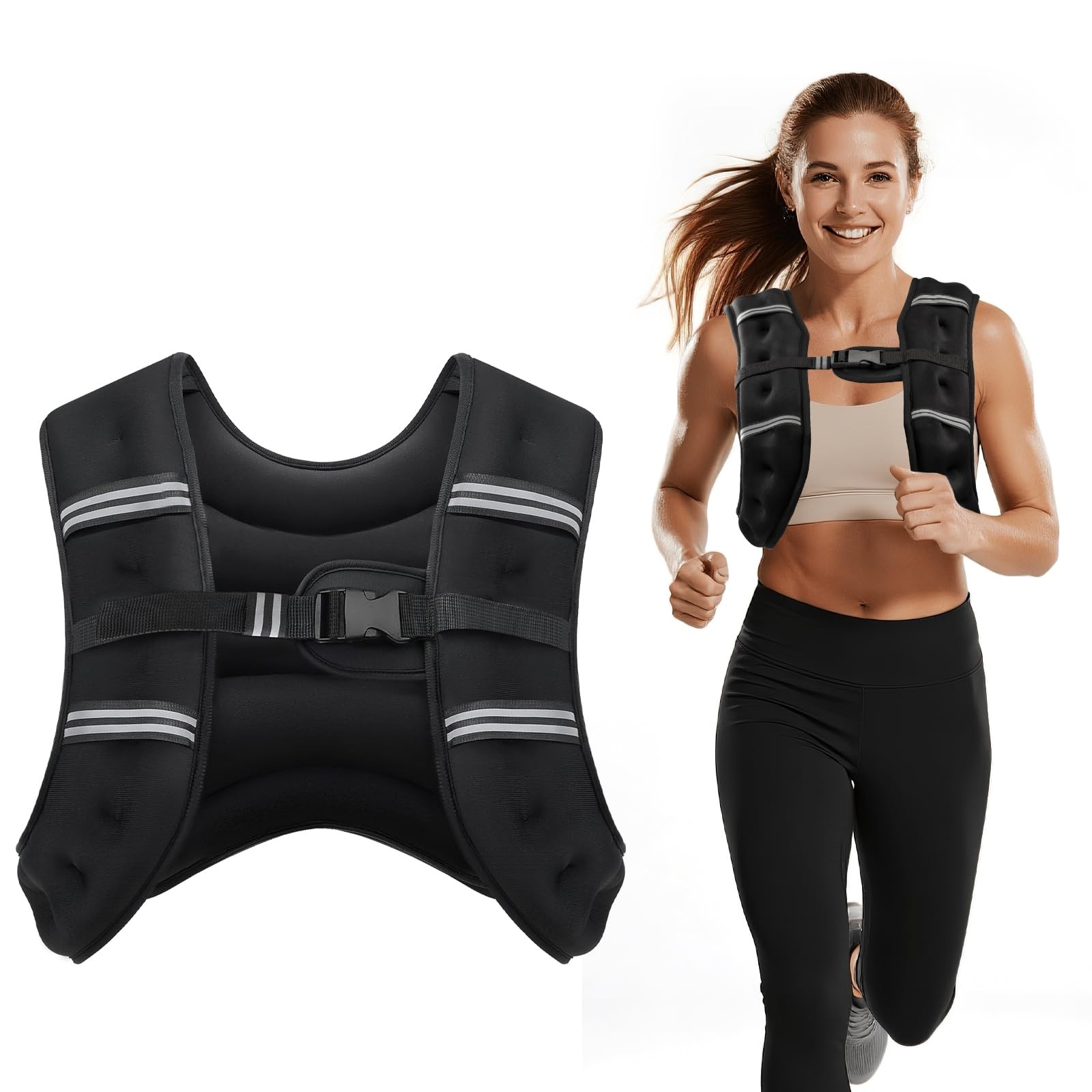 Cavry Weighted Vest, 8lb/12lb/16lb/20lb/25lb/30lb Weight Vest with Two Adjust...