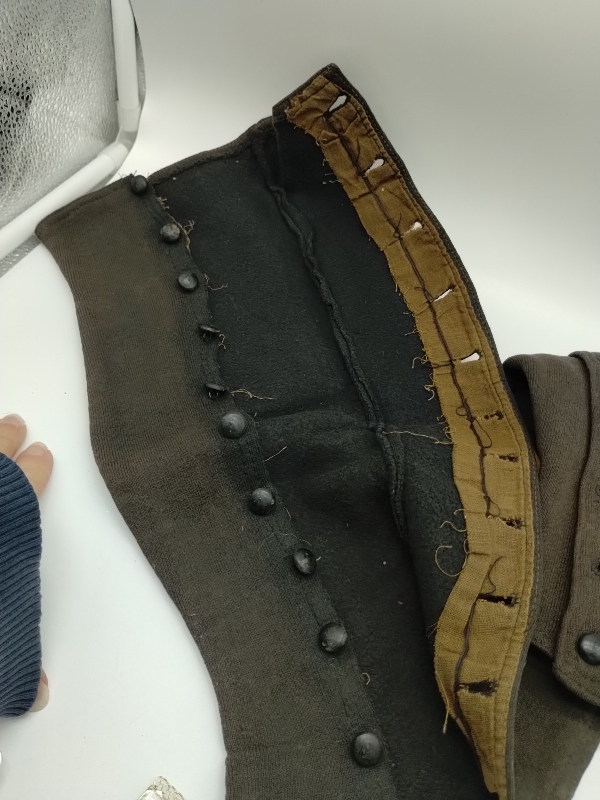 Pair Of Antique Vintage Victorian Wool Felt Brown Boot Spats