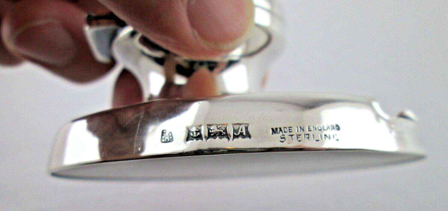 Vintage ENGLISH Sterling INKWELL Birmingham hallmark original glass liner