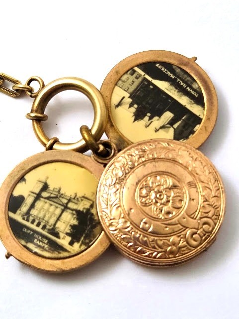 Vintage Pocket Watch Chain with Tarlair Macduff Souvenir Fob, 1940's