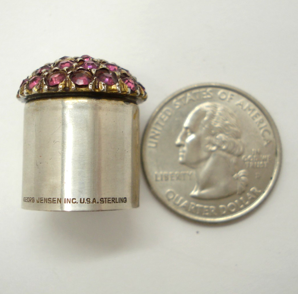 Vintage Georg Jensen USA Sterling Silver Pink Faux Stone Atomette Cap Cover 7.6g