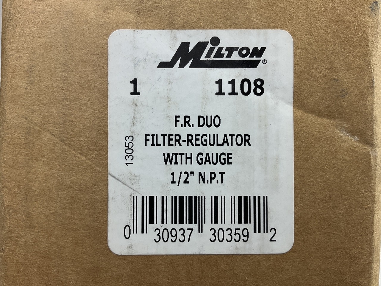 Milton 1108 1/2" NPT Air Compressor Filter And Regulator Duo, With Gauge