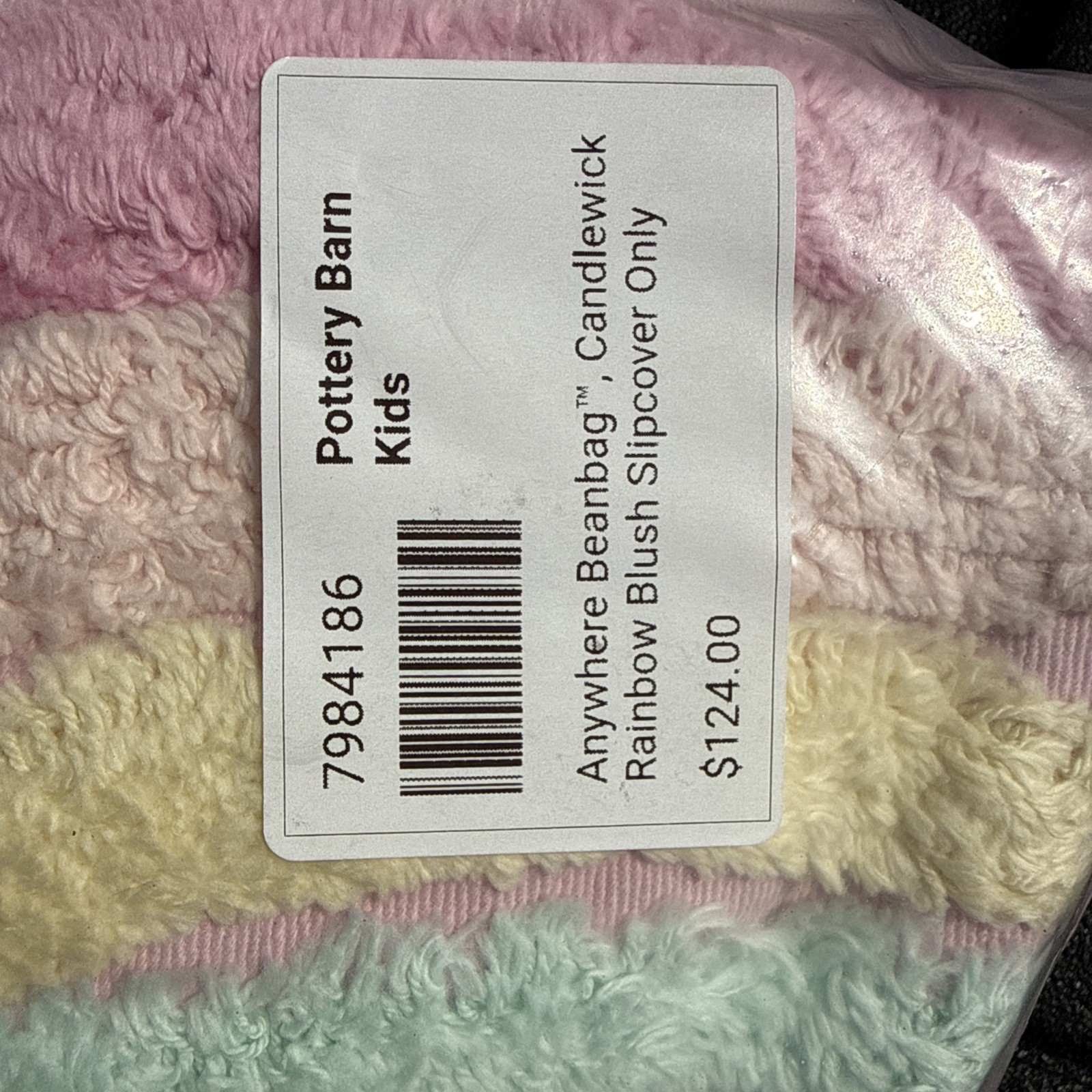 Pottery Barn Teen Anywhere Beanbag Candlewick Rainbow Blush - 31" - New