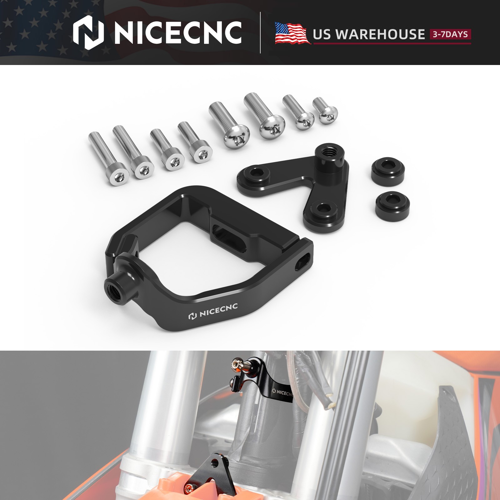 NICECNC Steering Damper Mounting Bracket For KTM 250 350 450 SX-F XC-F 2023-2025