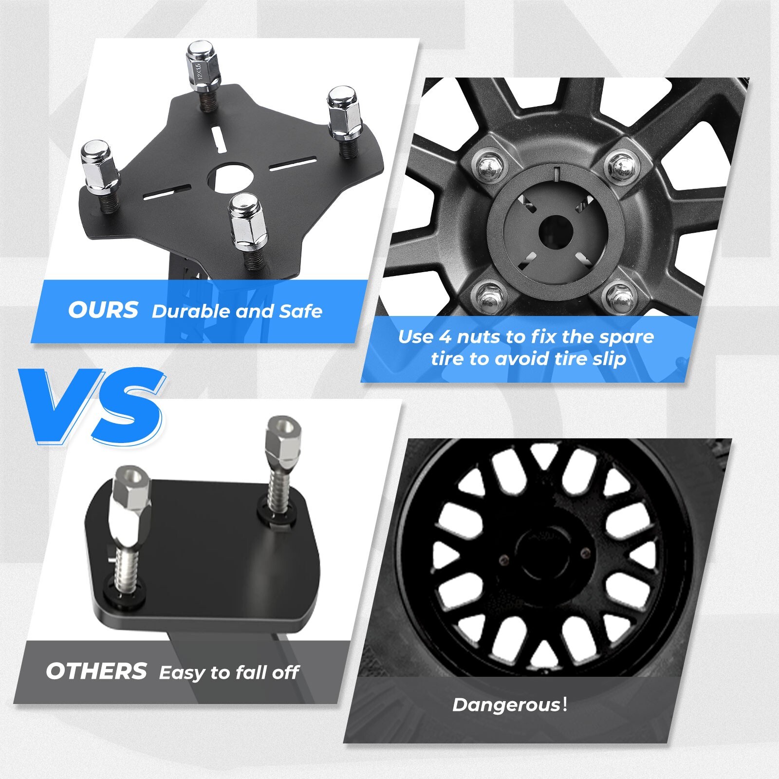 UTV Spare Tire Carrier Mount Bracket for Polaris Ranger 500 570 900 1000 XP Crew