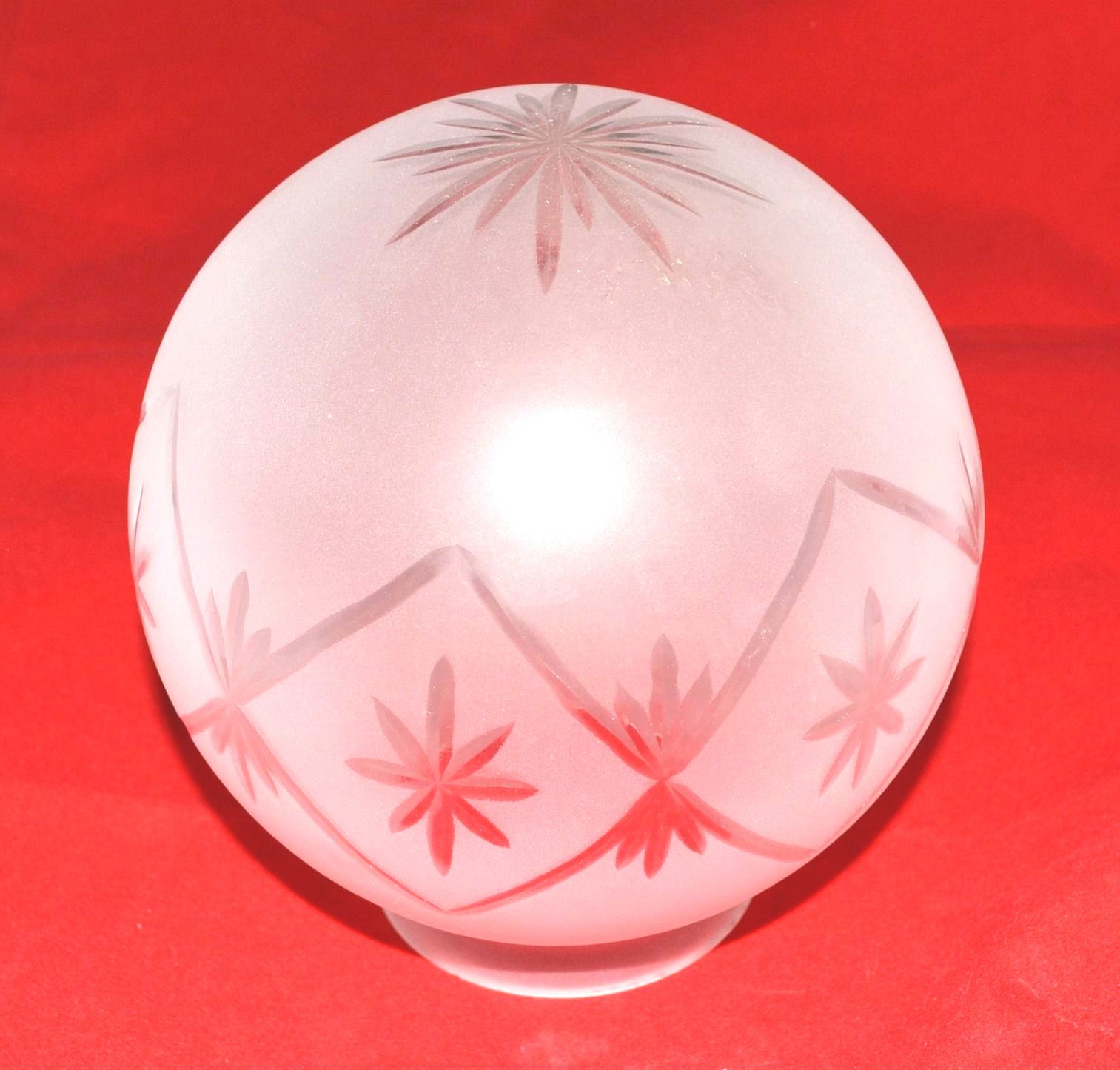 FROST Etched 6" GLASS BALL 3" Fitter LaMp LigHt GLoBe GLASSWARE ShAdE NEW G404