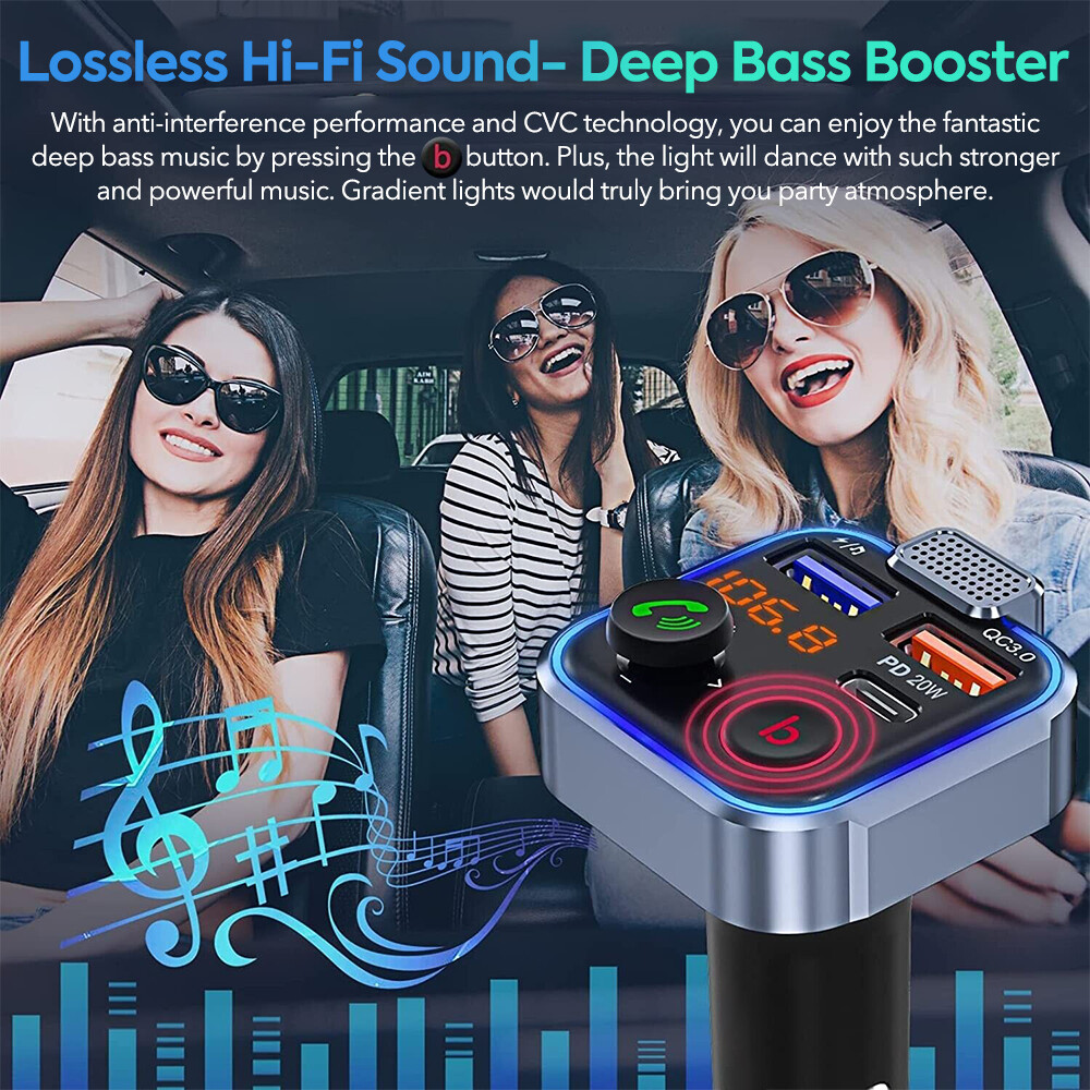 Bluetooth FM Transmitter Car Adapter 38W USB Charger Wireless Radio MP3 Handfree