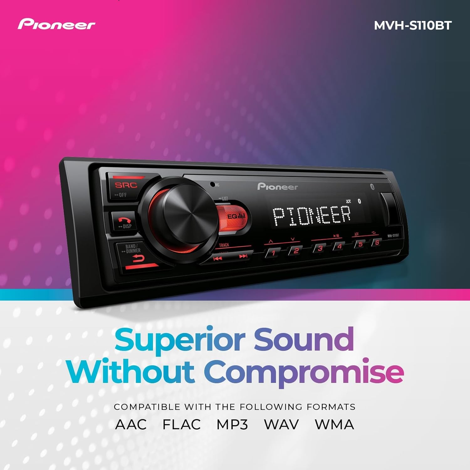 Pioneer MVH-S110BT 1-Din Bluetooth, USB Input, 50Wx4