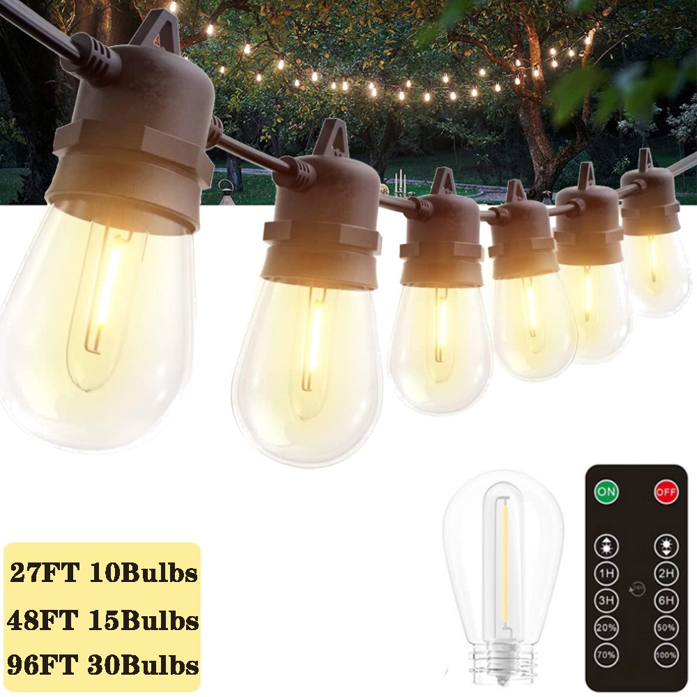 Outdoor String 27/48/96FT Lights LED Lights IP65 Connectable Patio Yard Garden