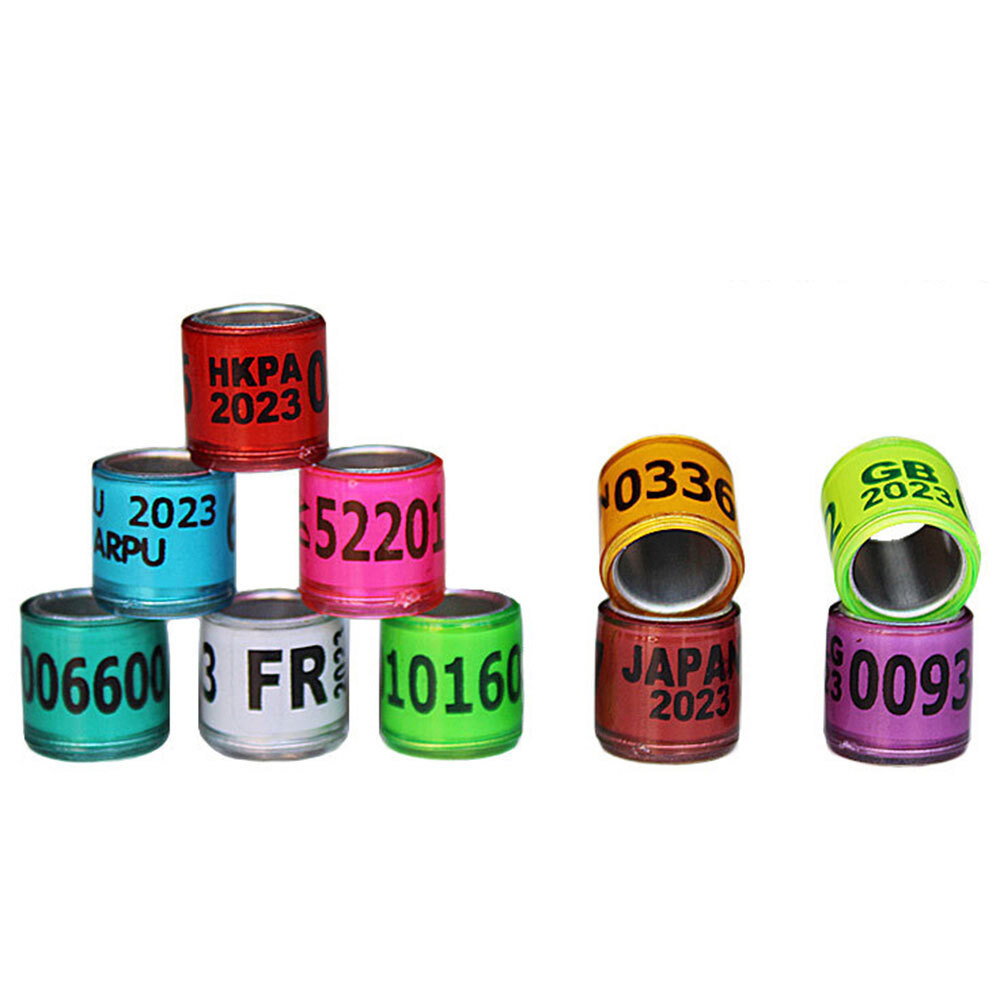 For 2023 Racing Multicolor Pigeon Rings Leg Bands ARPU Bird Foot Ring 8mm 100Pcs