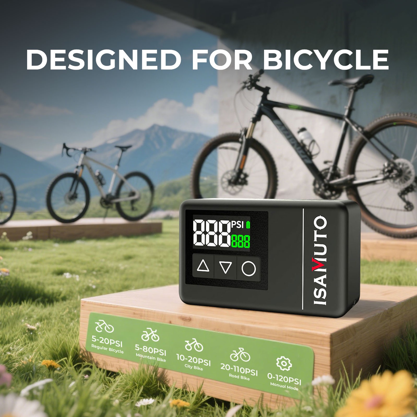 ISAMUTO MINI Portable Bicycle Tire Pump Max 120 PSI Fast Inflation Bike Air Pump