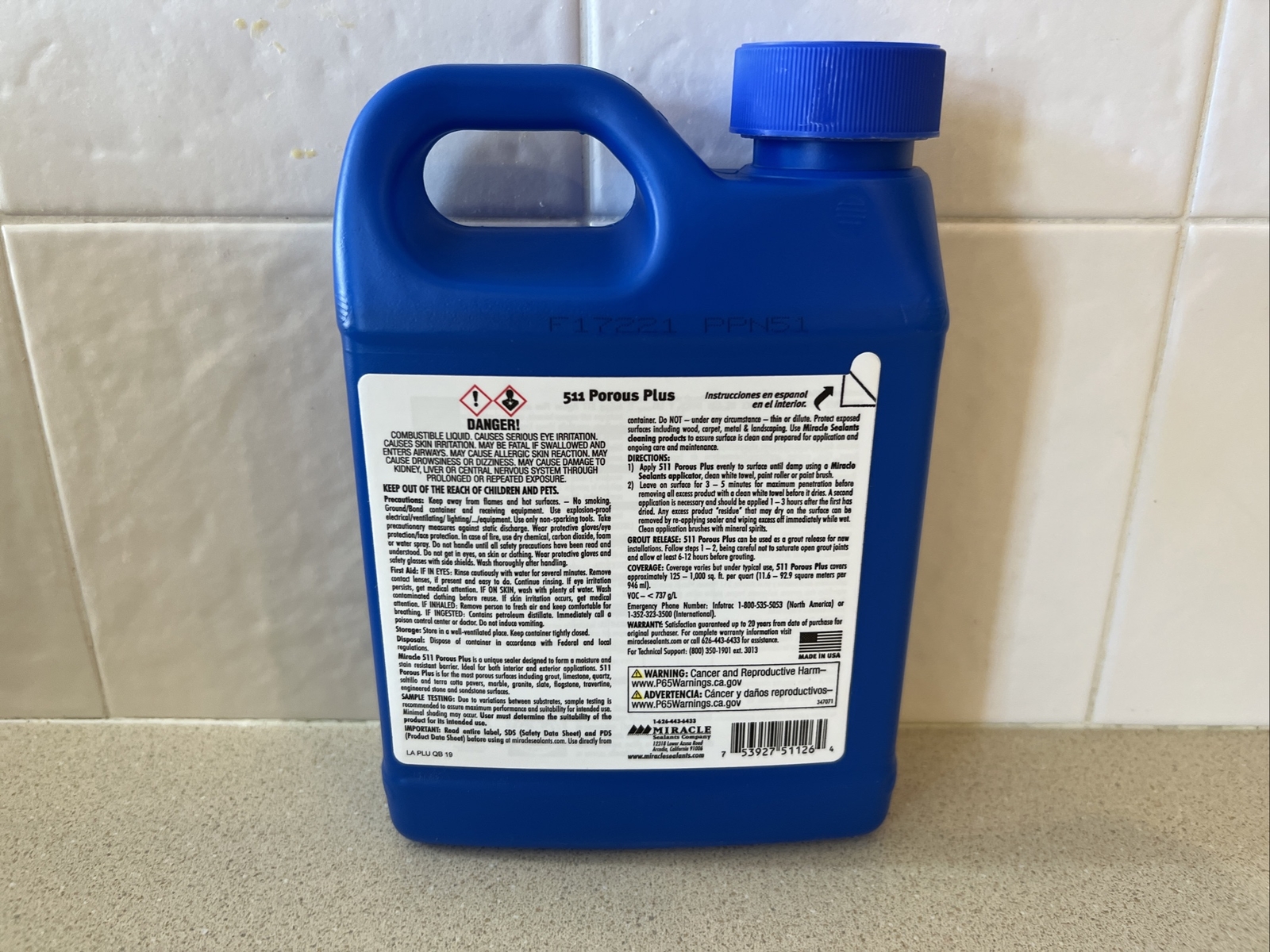 Miracle Sealants PLUS QT 511 Porous Plus Sealer 32 oz Quart 1 1 Quart