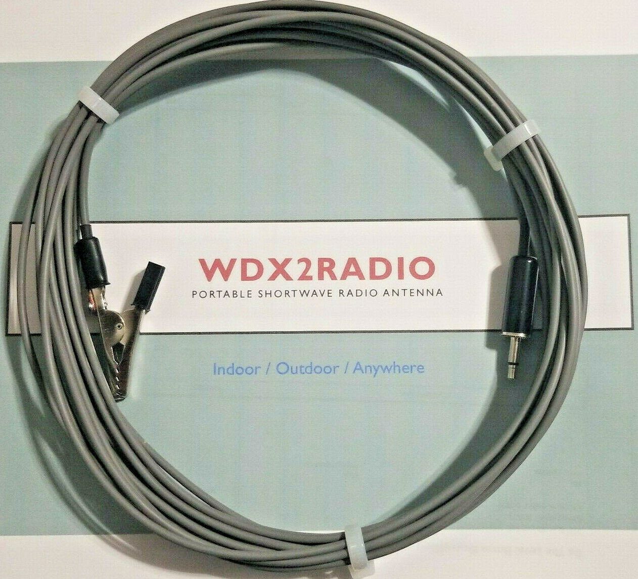 Portable Shortwave & FM Antenna for All Shortwave Radios 3.5mm plug and clip on