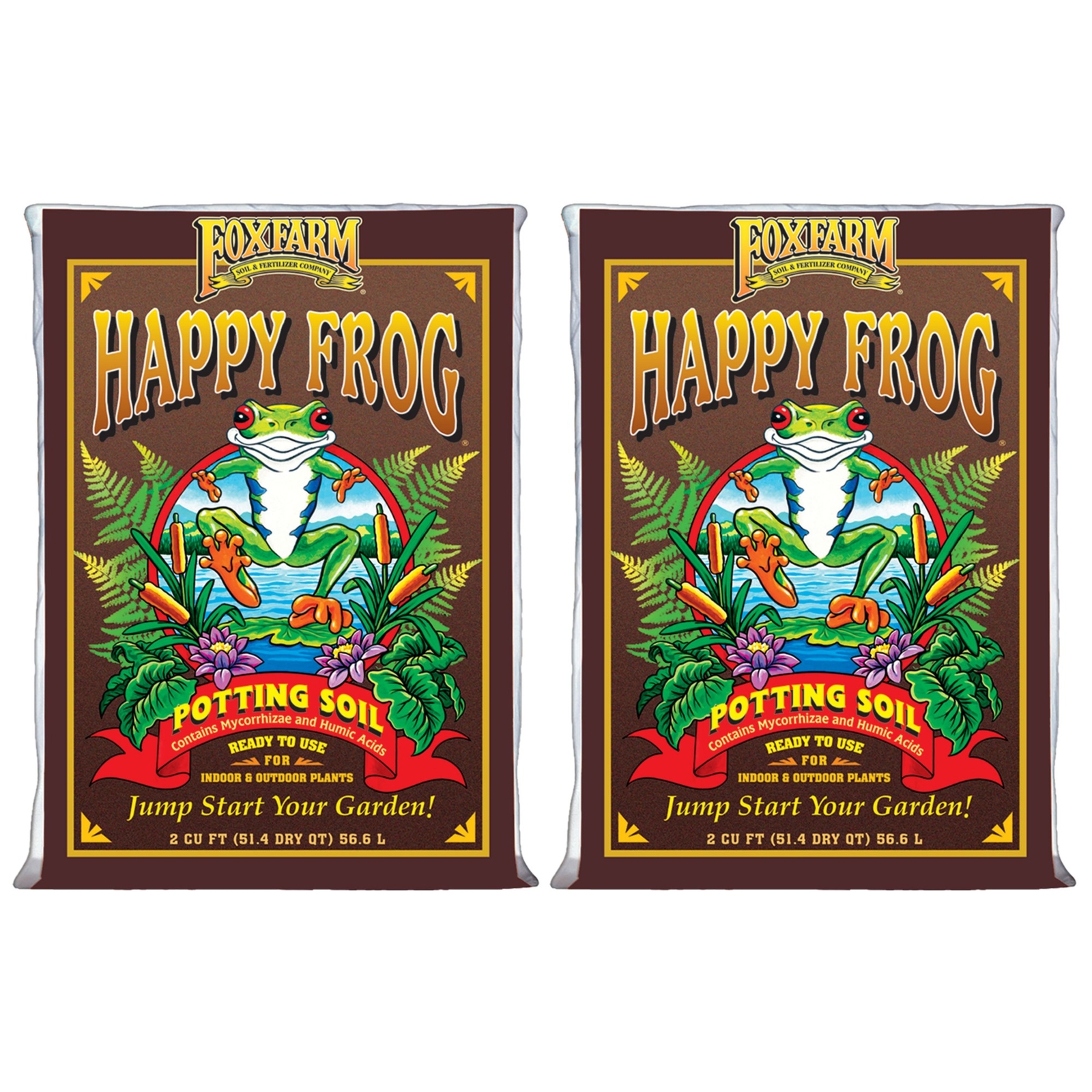 FoxFarm Happy Frog Potting Soil Mix with Mycorrhizal Fungi, 2cu ft (Pack of 2)