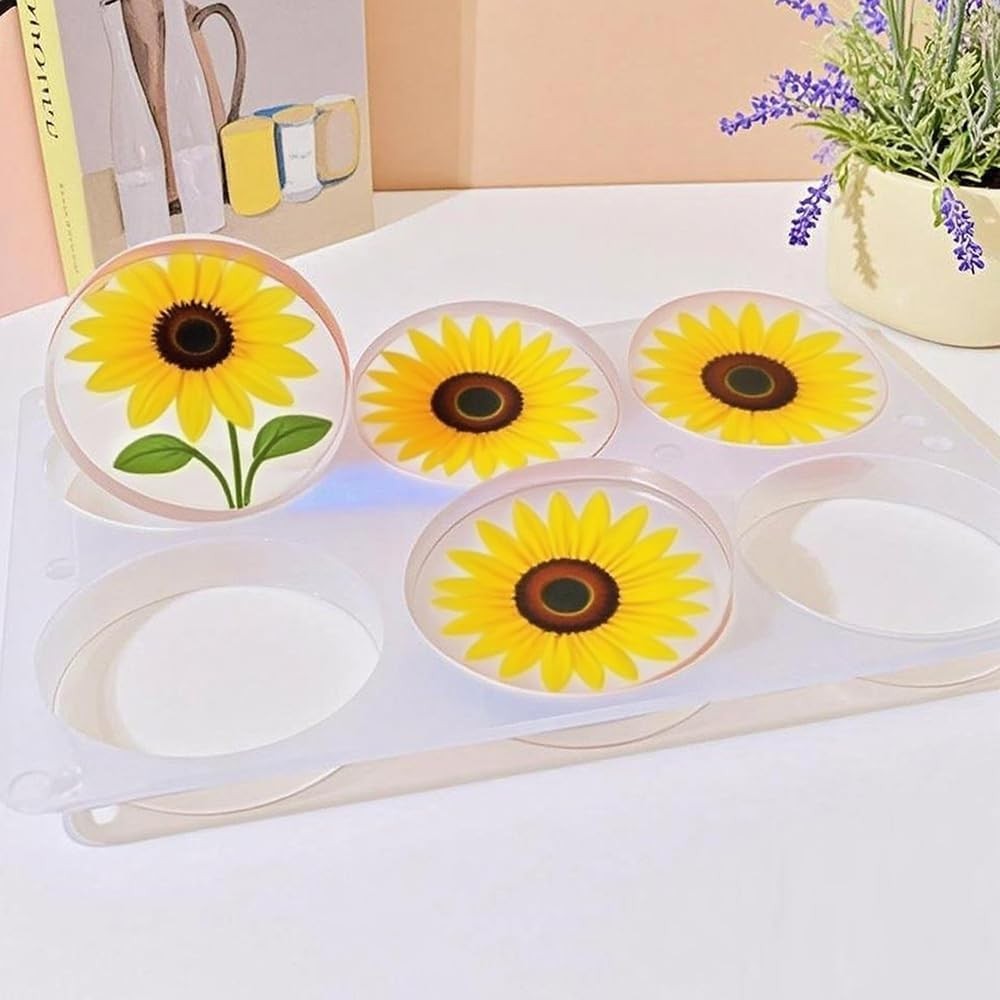 Resin Large Coaster Molds 6-Cavity Deep Round Silicone Molds for Resin...