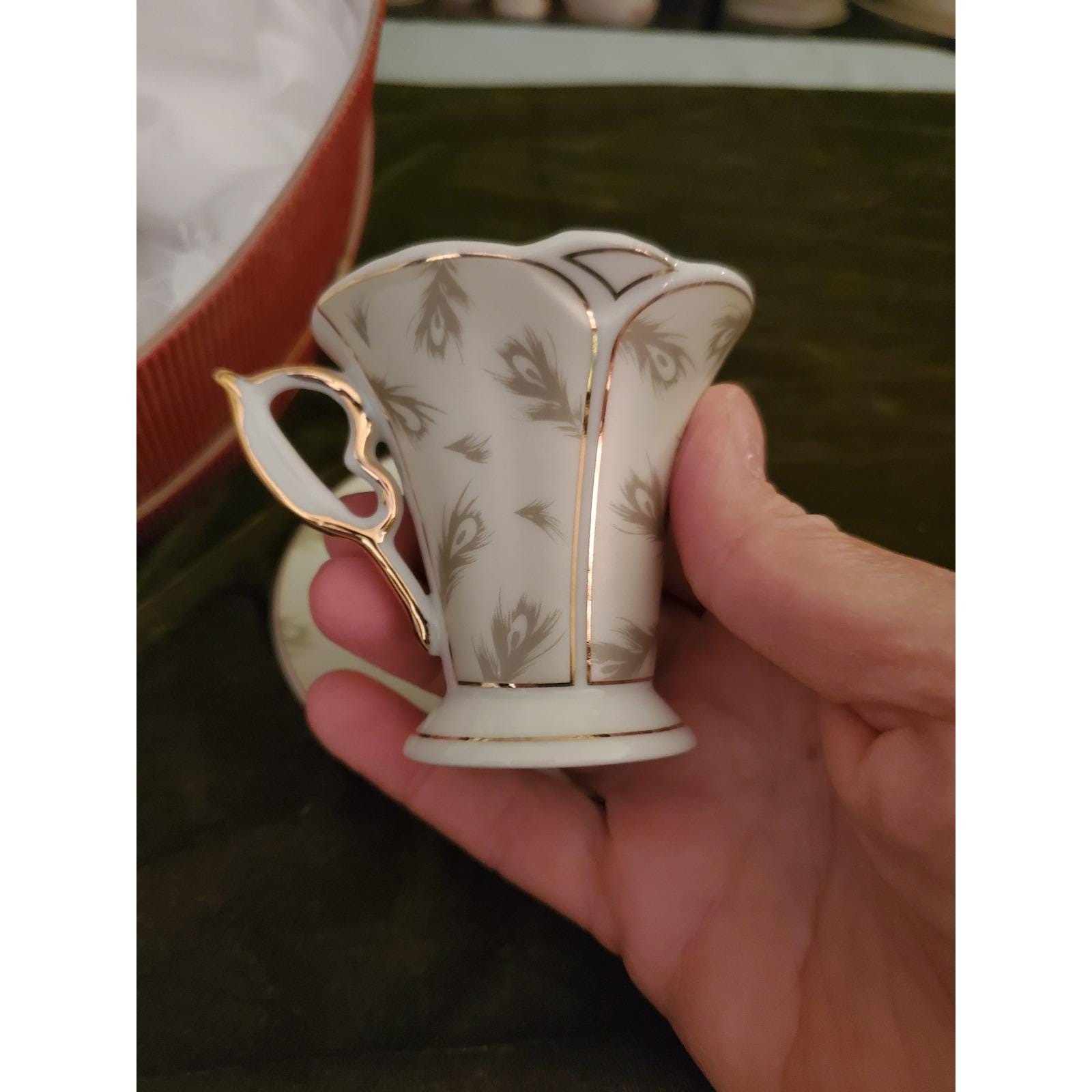 D'Lusso Fine Porcelain Tea Cup and Saucer Set Service for Six with Gift Box