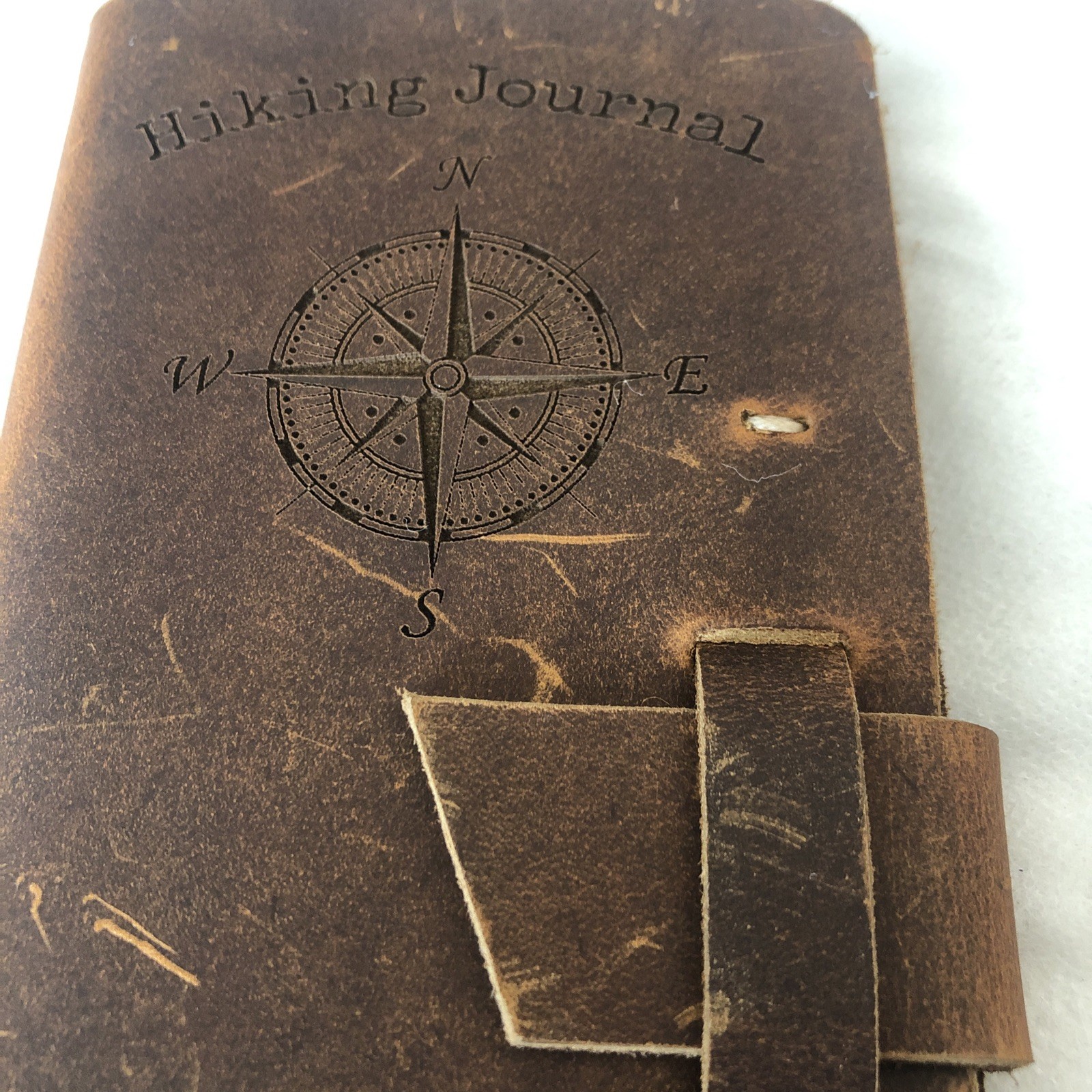 Vintage Brown Leather Hiking Journal Logbook W/Hiking Log Paper Inserts Free S/H