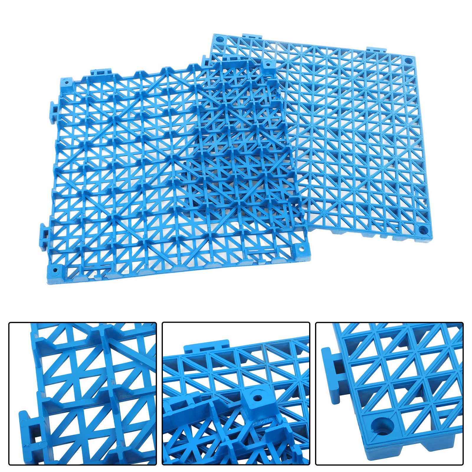 50PCS 12 x 12in Interlocking Drainage Floor Tiles Modular Interlocking Tile Blue