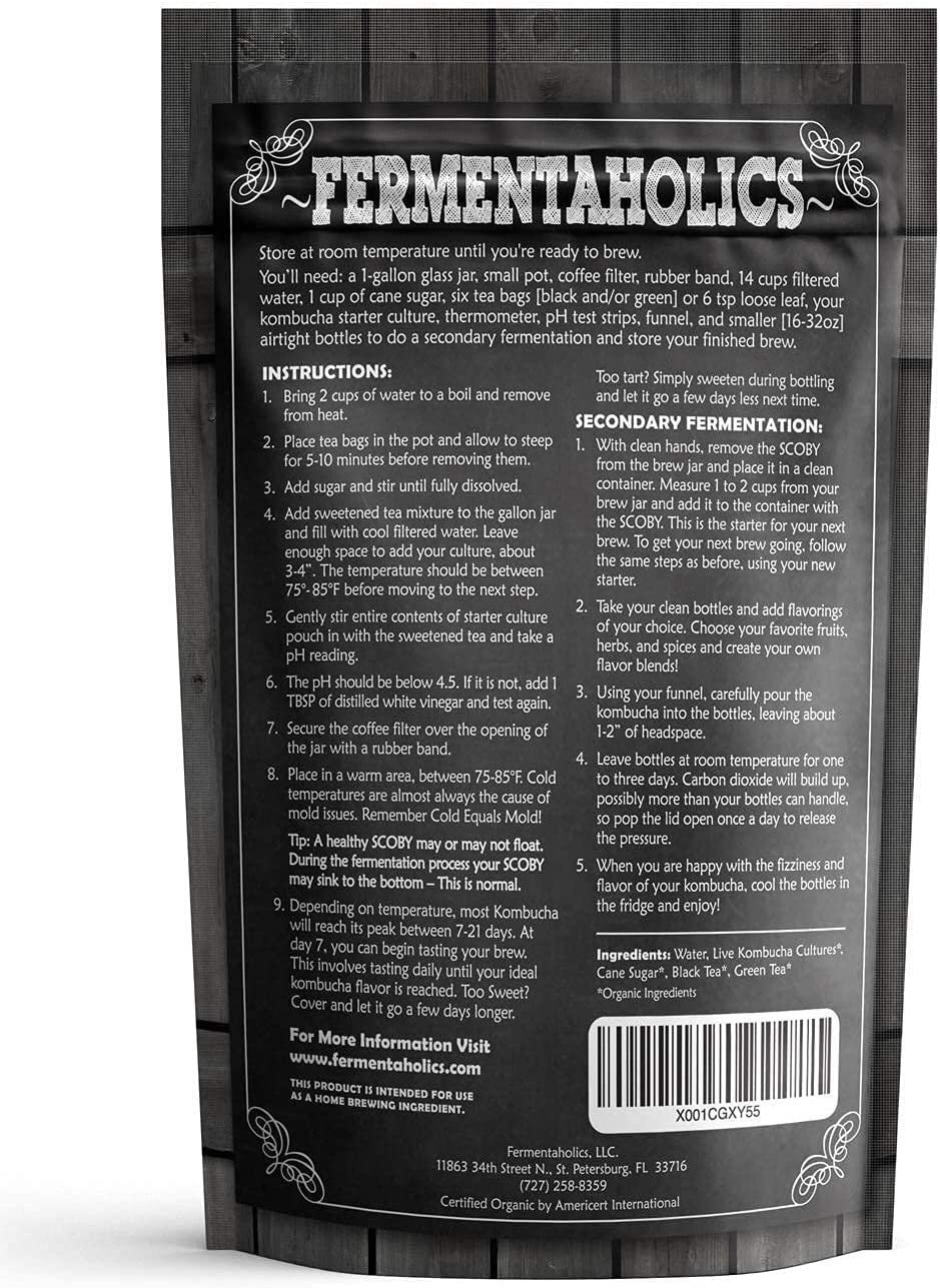 Kombucha Essentials Kit - ORGANIC SCOBY - Brew kombucha at Home