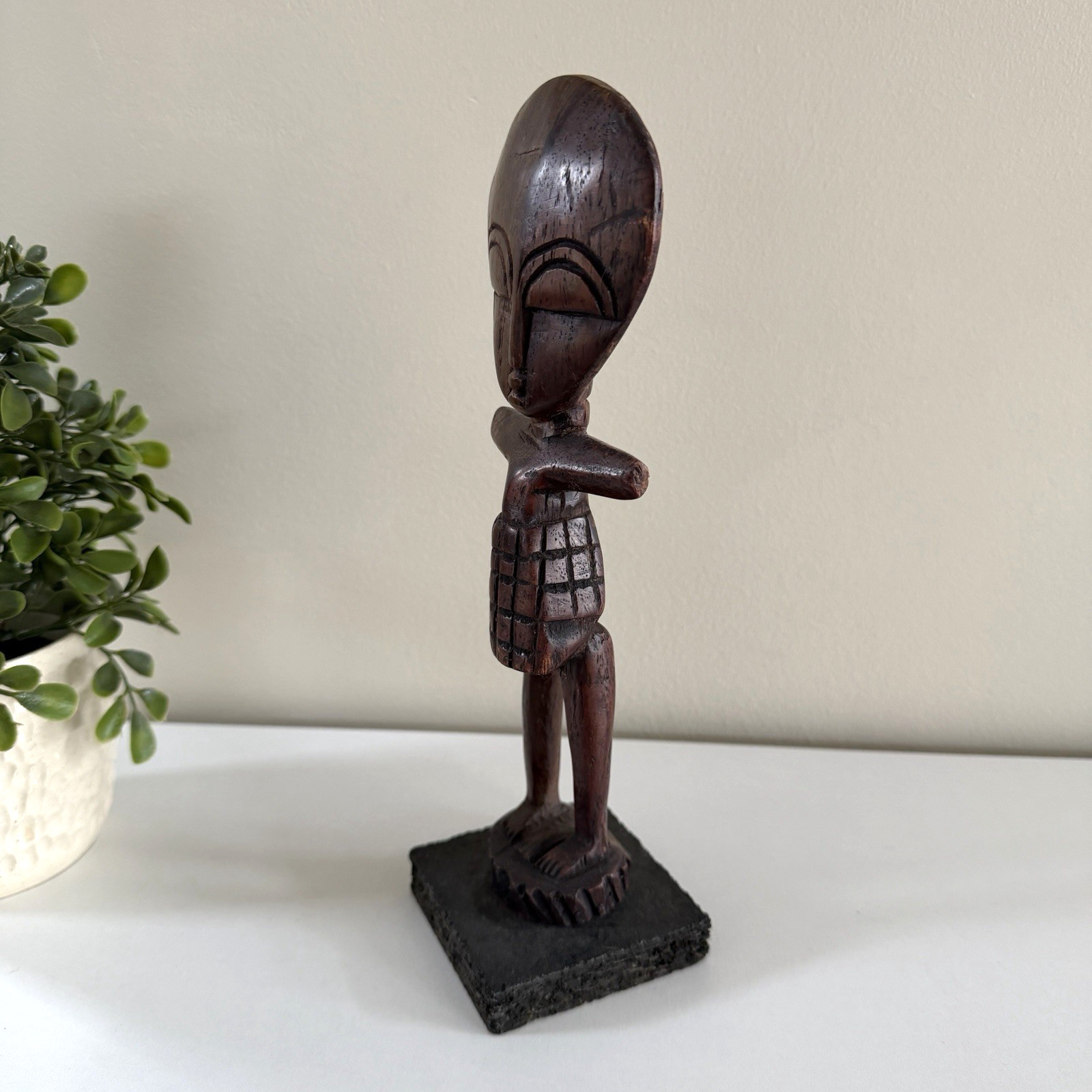 African Ashanti Fertility Doll 10” Hand‑Carved Wood Ghana Tribal Art