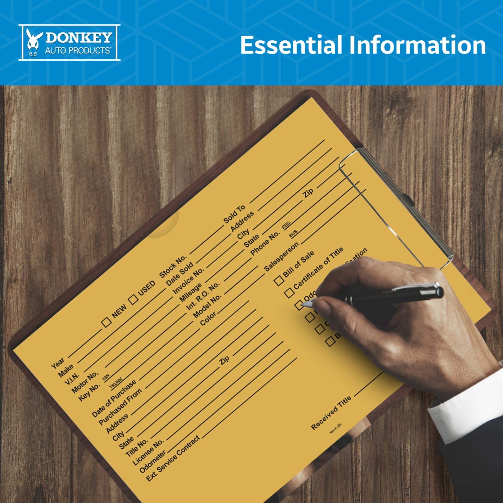 Printed 9x12 Vehicle Deal Jackets Car Dealer Envelopes (100 per pack)