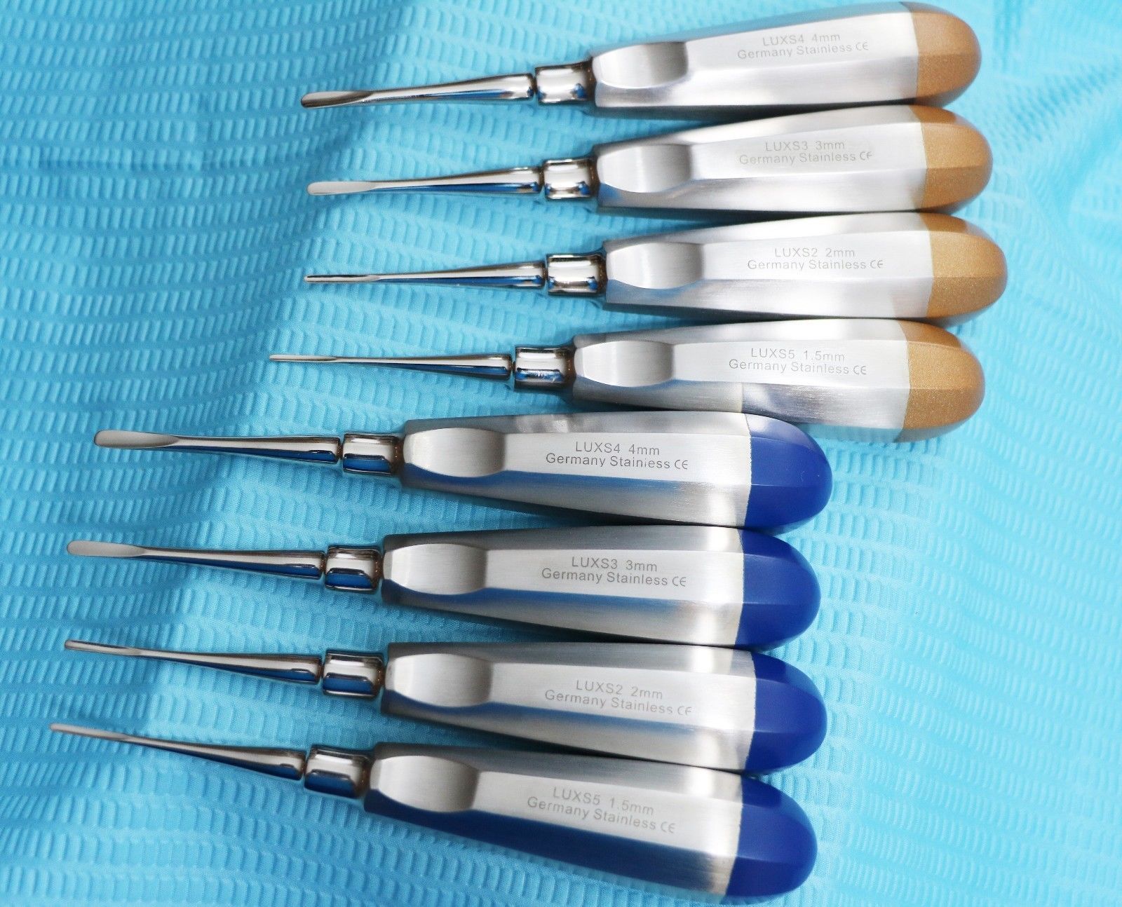 GERMAN 8 PC STRAIGHT DENTAL SURGERY EXTRACTING LUXATING APICAL ROOT TIP ELEVATOR