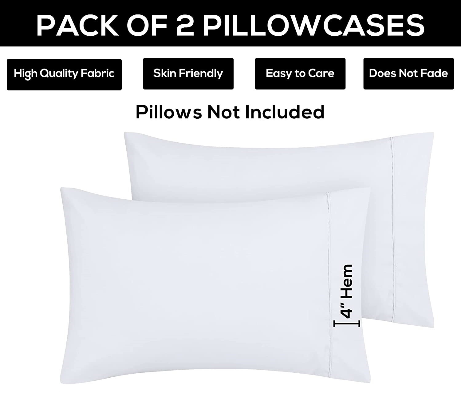 1800 SERIES ULTRA SOFT PILLOWCASES - SET OF 2 PILLOW CASES KING & QUEEN SIZE