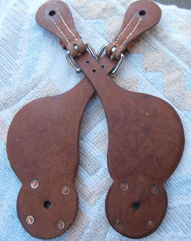 Visalia Style Scalliped Edge Domed 2 in.Silver Concho Tooled Spur Straps
