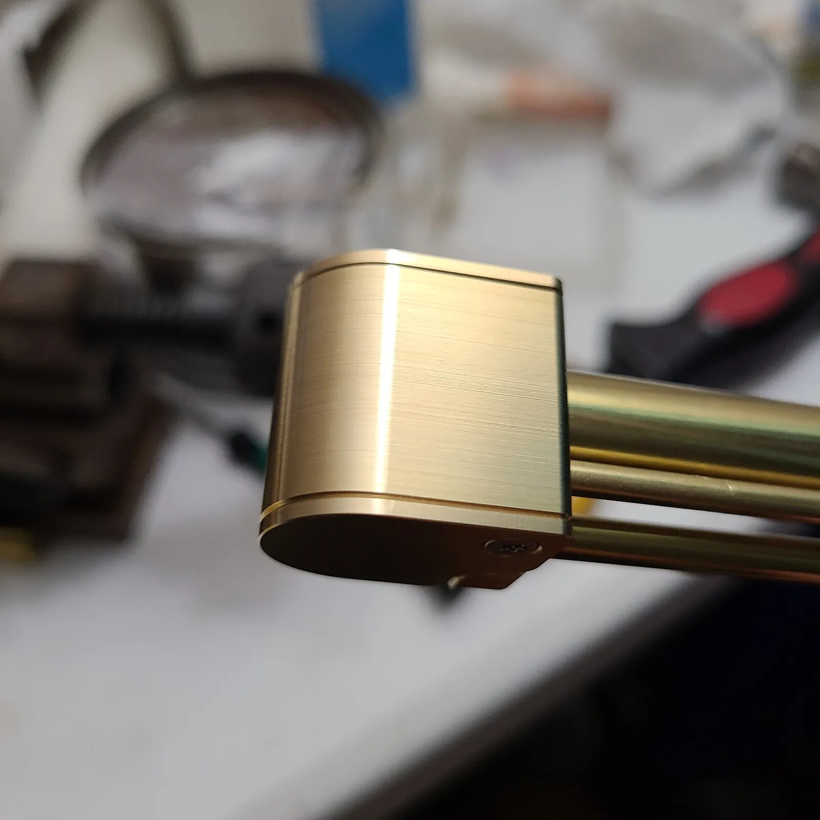 Super Shaka Pipe Unique Brass All-in-One w Long Stash Tube Poker Indestructible