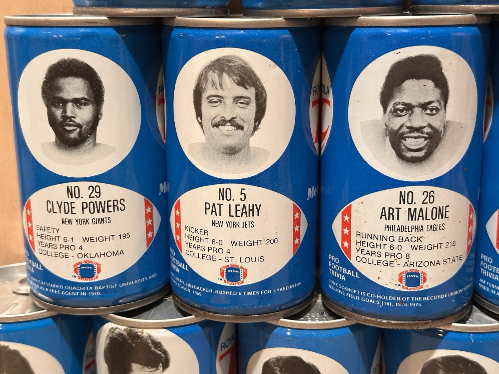 Vintage 1970's RC Royal Crown Cola NFL Football Cans - You Choose Player