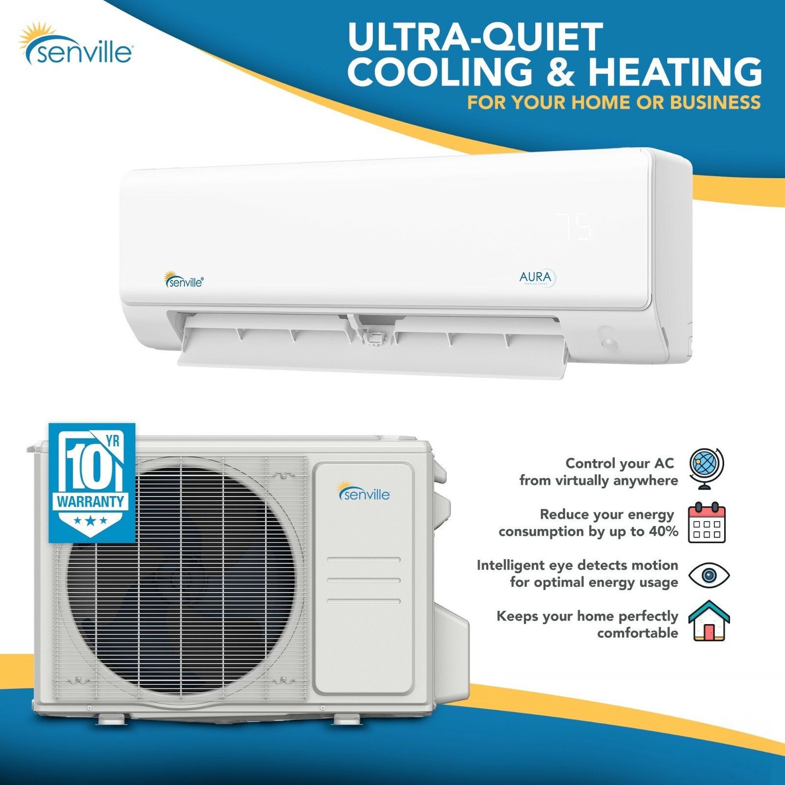 12000 BTU Mini Split Ductless Air Conditioner & Heat Pump - 26 SEER