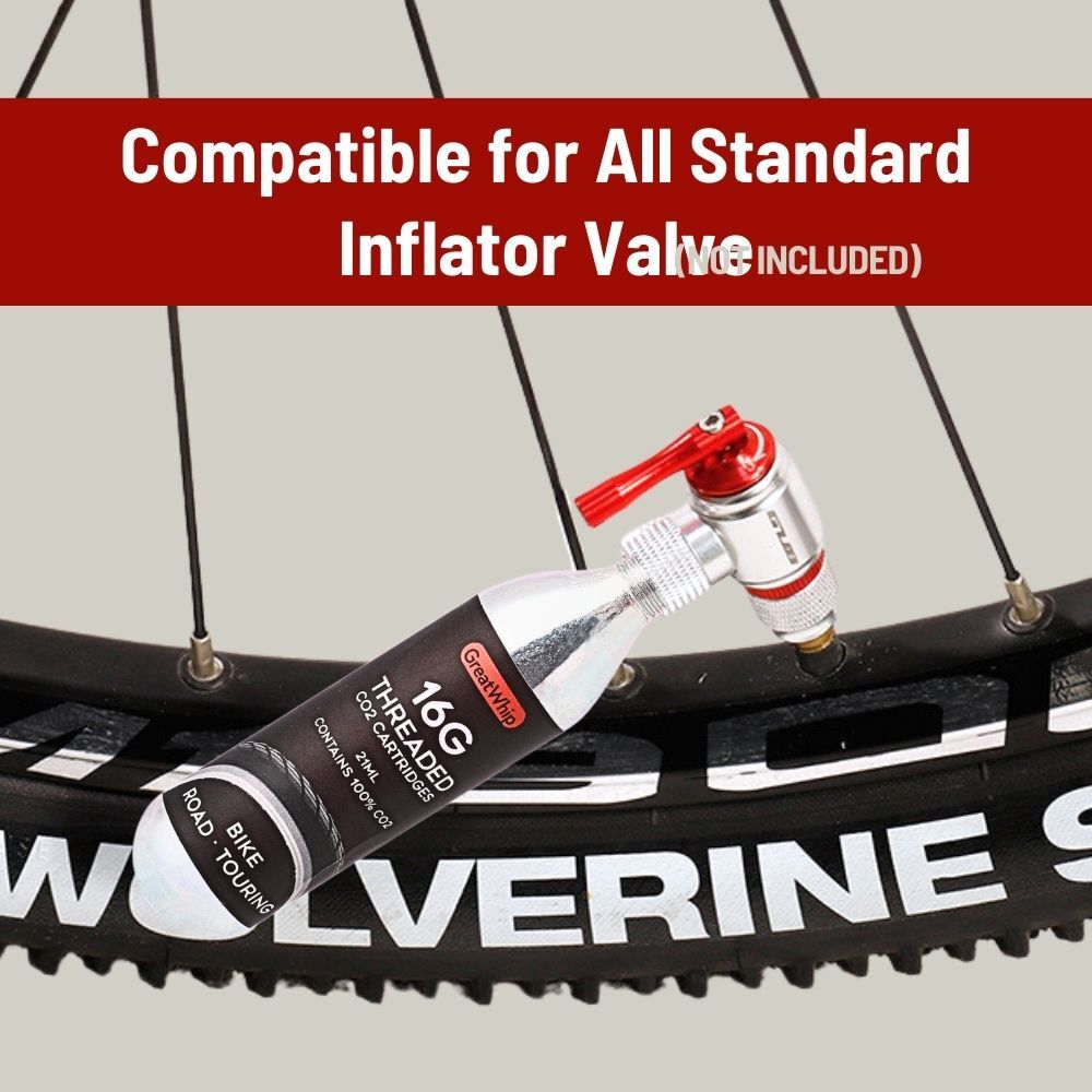 16g CO2 Cartridge For Bike Bicycle Tire Air Inflator Threaded GreatWhip 20 PACK