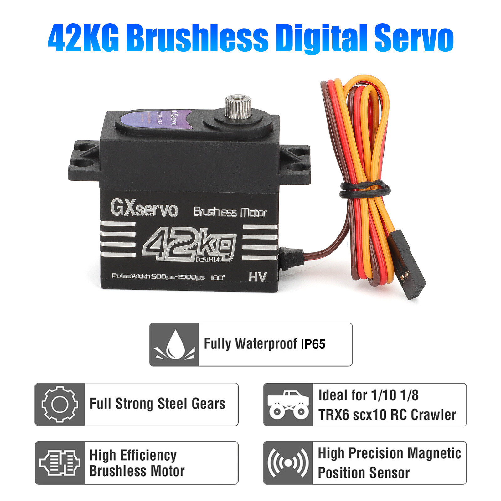 42KG Metal Gear Waterproof Digital Servo High Torque & Speed for 1/8 1/10 RC Car