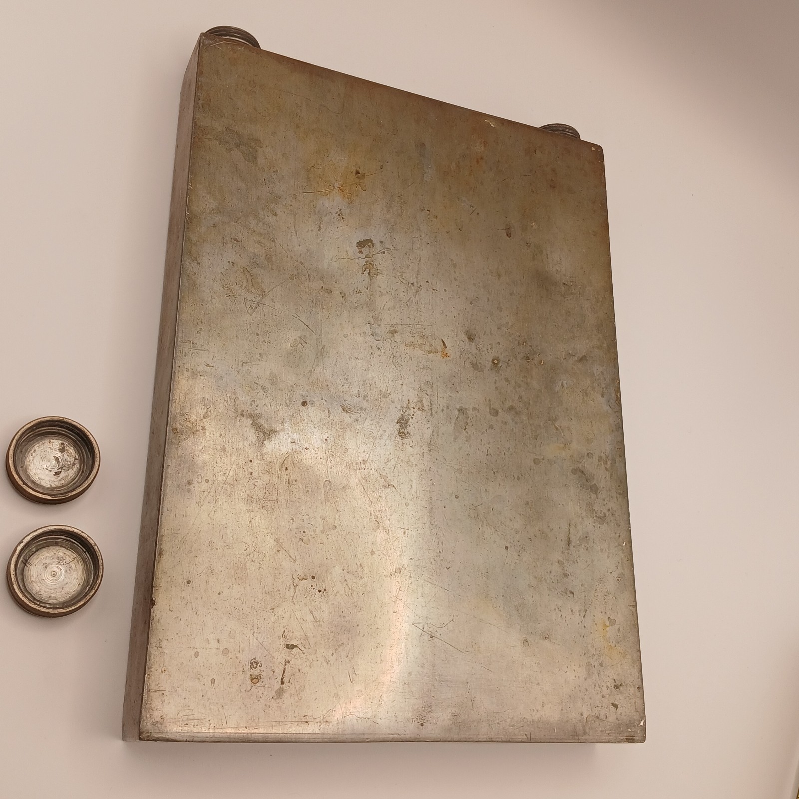 Early 1900s Abercrombie & Fitch Pewter Travel Slab Double Flask Rare Prohibition