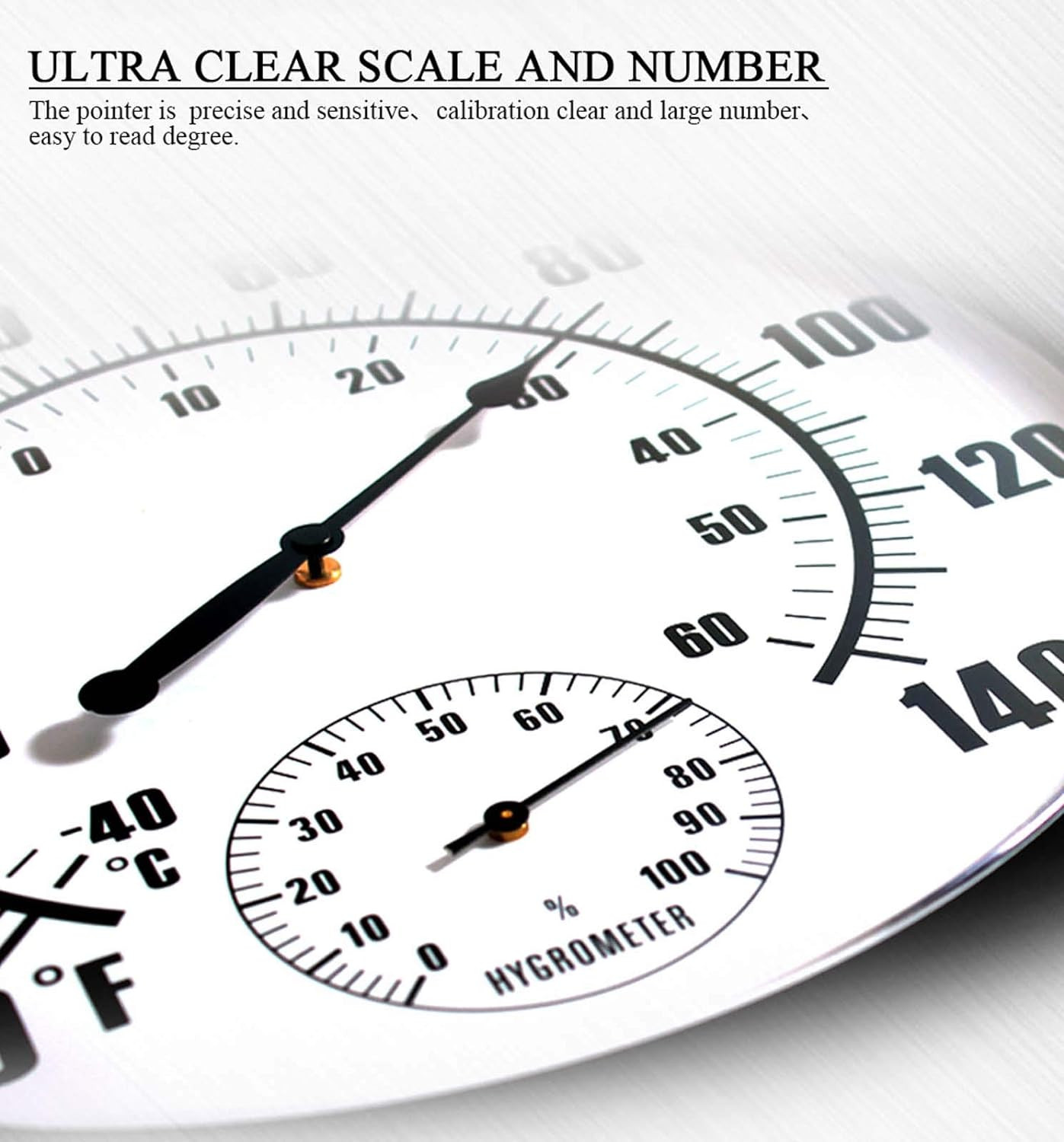 10" Waterproof Wall Thermometer with Hygrometer for Indoor/Outdoor Use (Black)