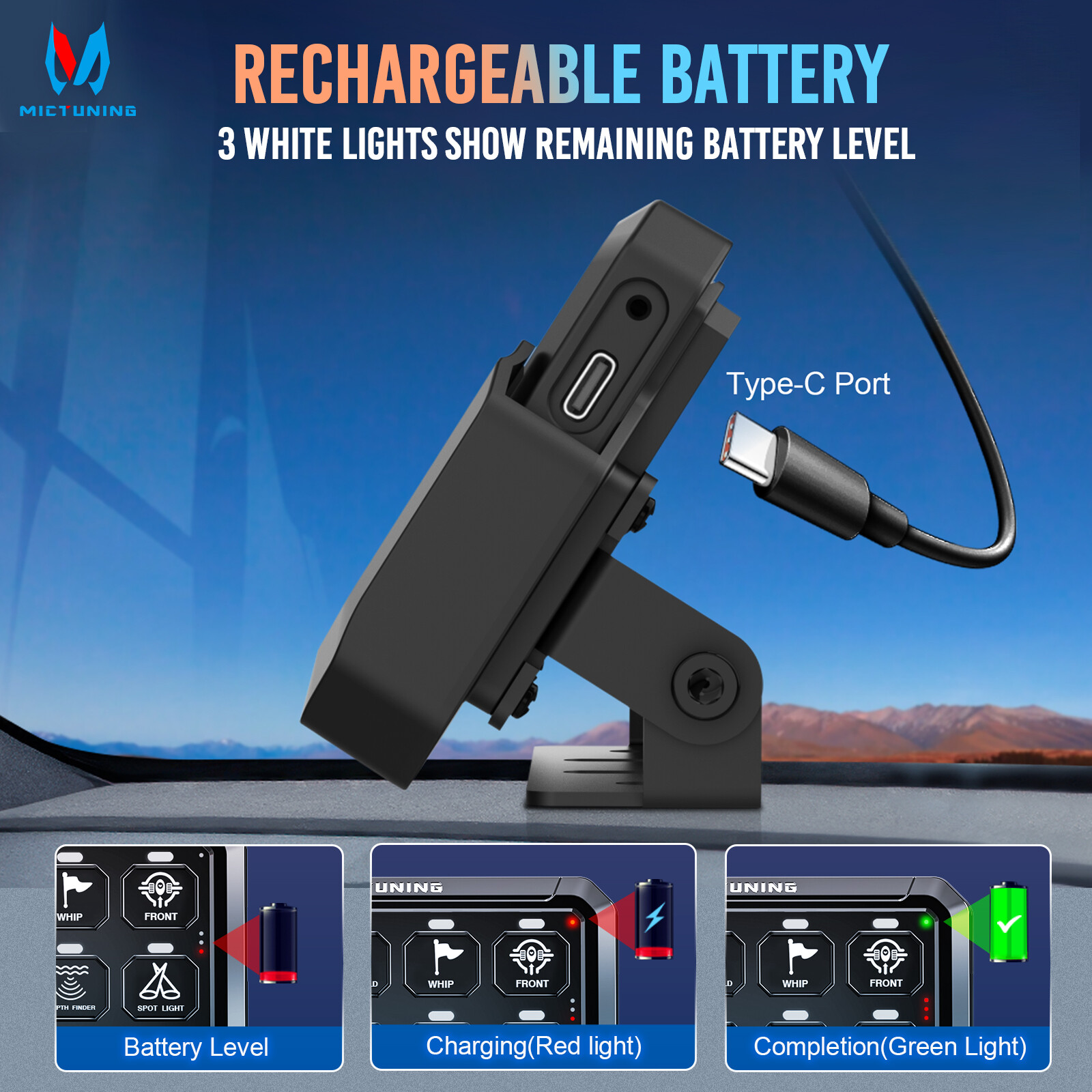 MICTUNING P1s 8Gang Switch Panel,Wireless Cordless,Auxiliary Circuit Control Box