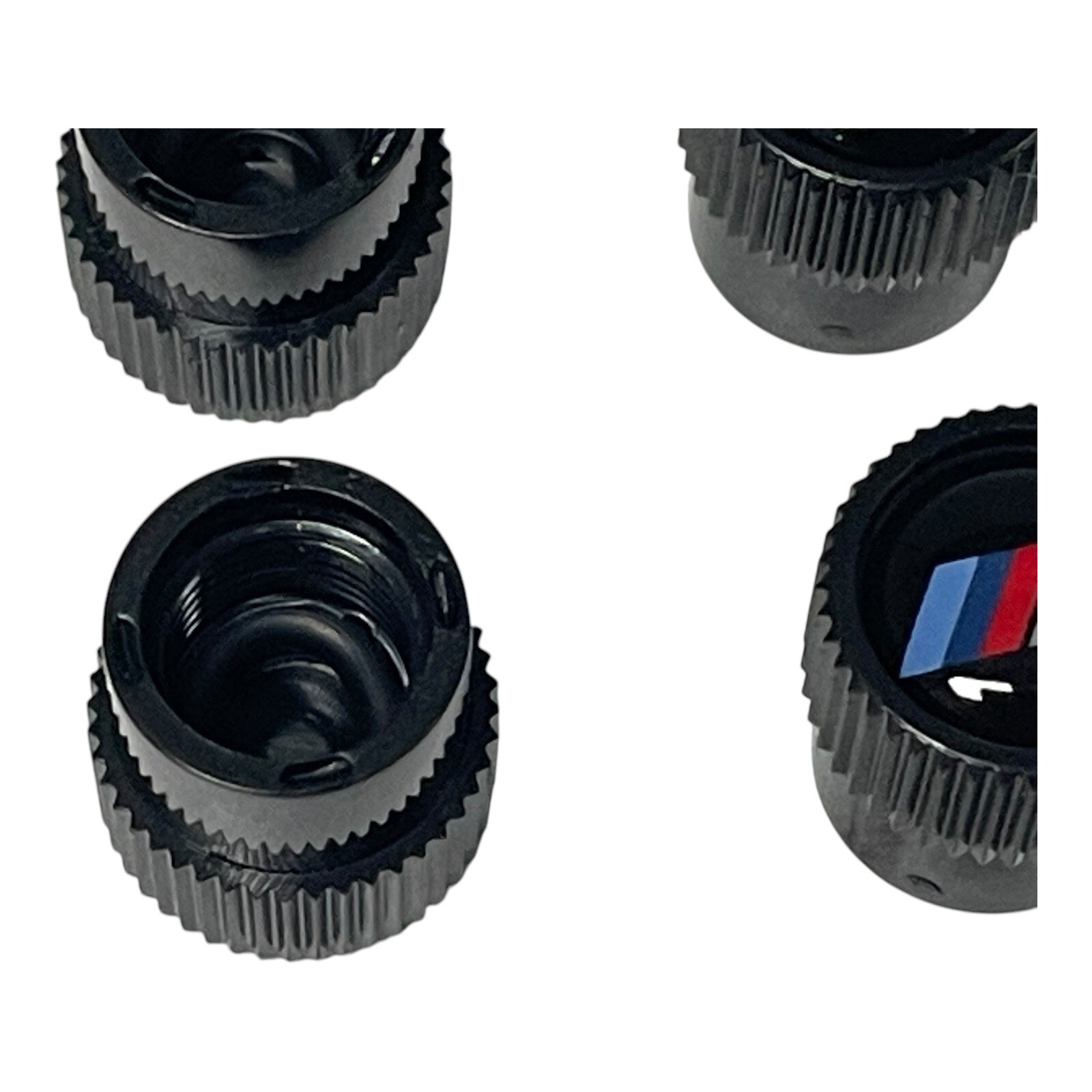 BMW M Performance Emblem Logo Black Tire Valve Stem Caps Set of 4 New