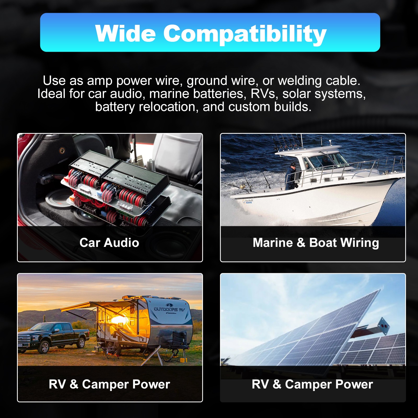 40FT 1/0 AWG Battery Cable 1/0 Gauge Wire Copper Clad Aluminum CCA Amp Wiring