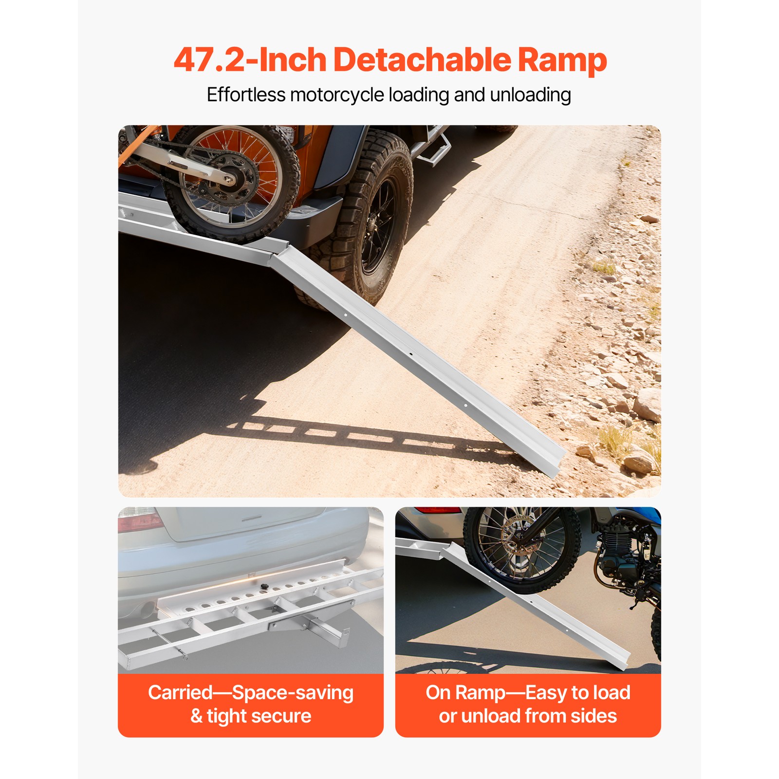 Uimoso Motorcycle Hitch Carrier with Ramp for Bikes and Scooters,400lbs Capacity