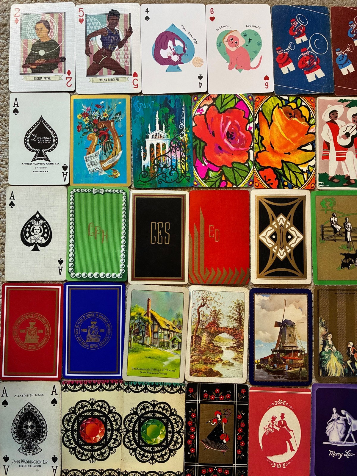 Lot~94 Vintage Single Swap Playing Cards~Art Deco~Women~Victorian~Flapper~Dogs+