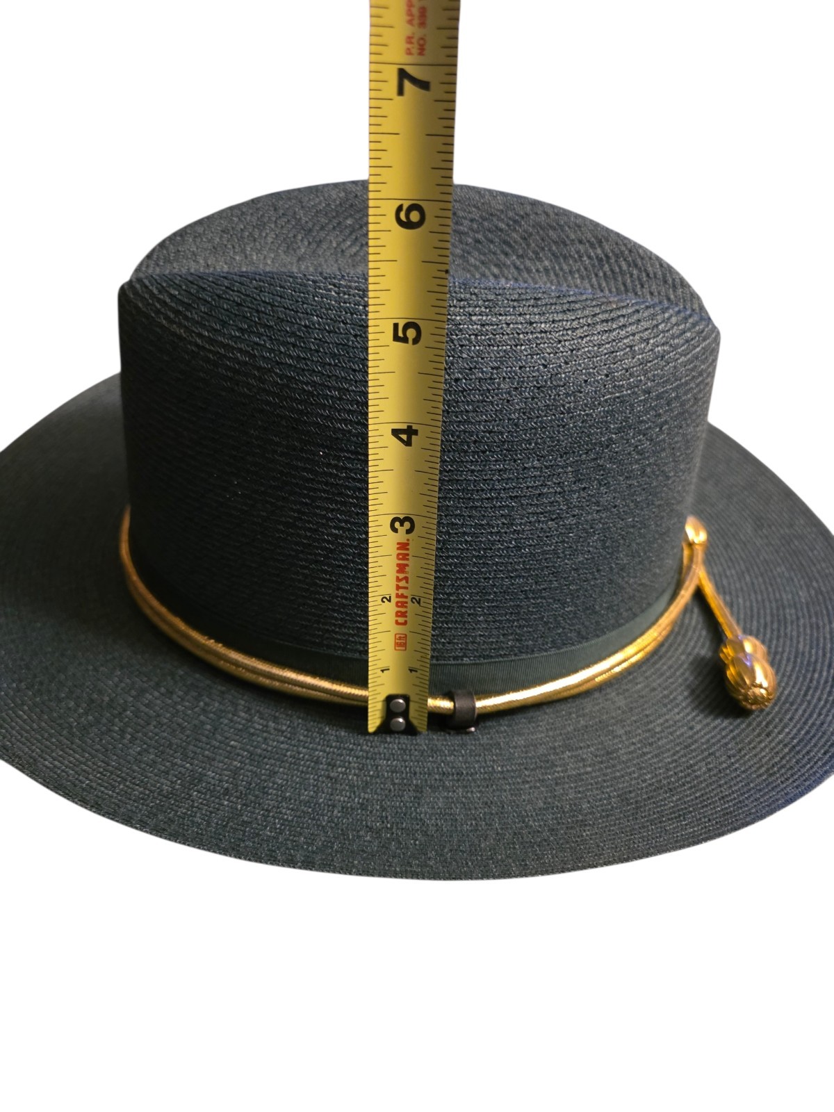 Vtg The Lawman Stratton Campaign Hat Green Milan Straw Leather Strap 7 1/4