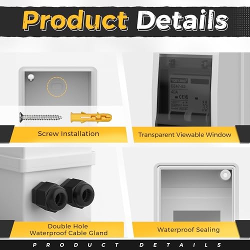Solar Panel Disconnect Switch 40 Amp DC 4 Holes DC 1000V Box & Wire 40A