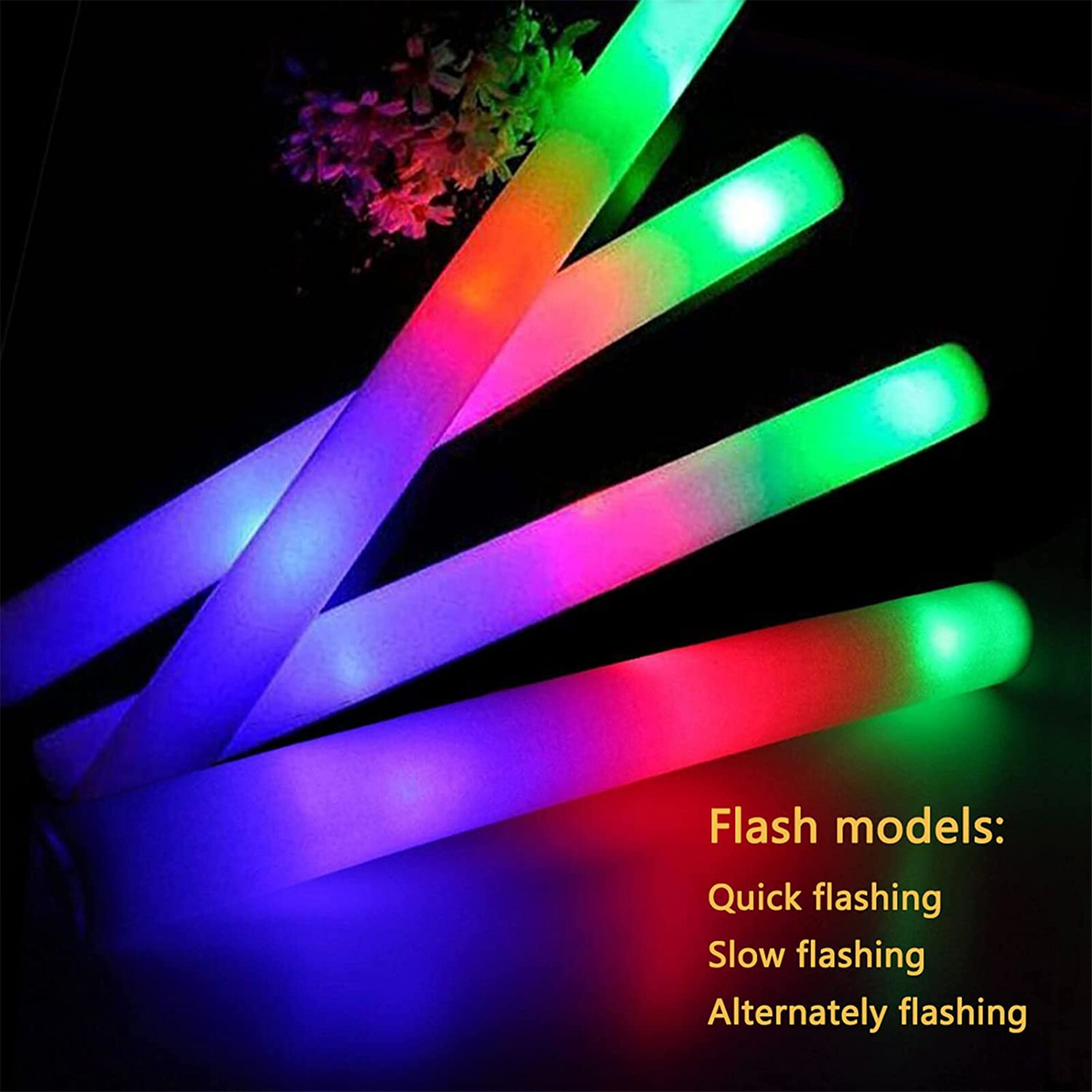 100pcs LED Glow Sticks Flashing Light Sticks Rally Party Light Up Foam Sticks