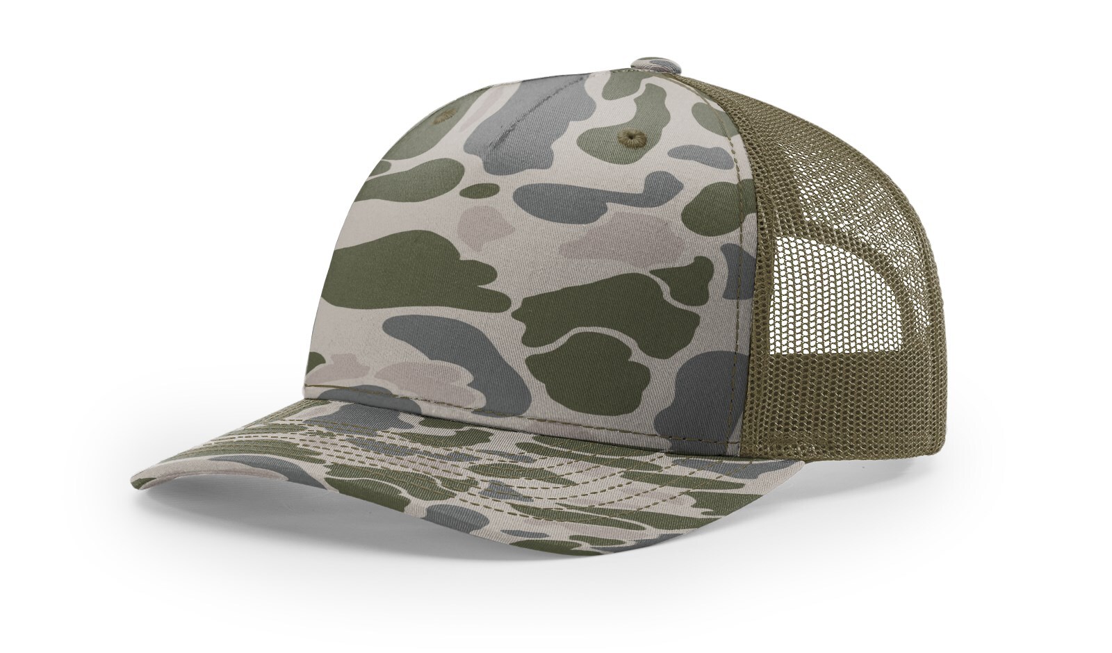 Richardson 112FP 5 Panel Trucker Cap Adjustable Duck Camo Hat